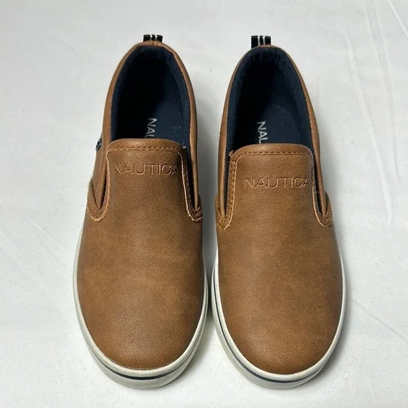 Nautica Brown Slip-On Kids Shoes with Elastic Panels - Picture 2 of 7